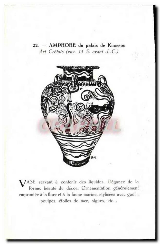 Amphore aus dem Palast von Knossos — Kretische Kunst (um 15. Jahrhundert v. Chr.) — P. Montolfort, Professor für Archäologie, Athen - Vorderseite