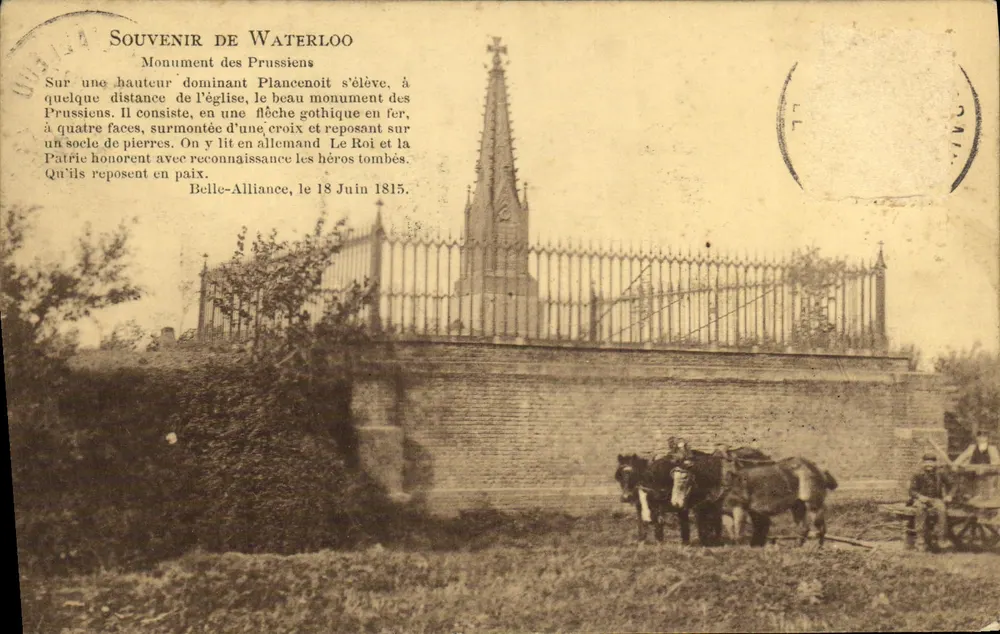 Monument van de Pruisen in Plancenoit — Herinnering aan Waterloo — Belle-Alliance, 18 Juni 1815 - Voorkant