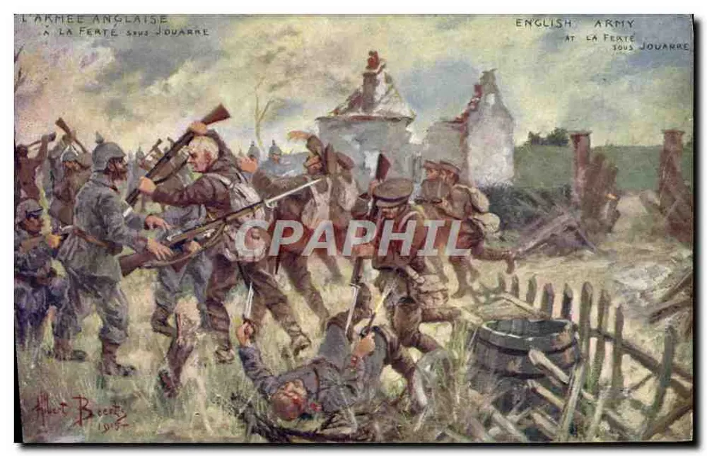 Das englische Heer in La Ferté-sous-Jouarre — Illustration von Albert Boeetz — Serie Voir-France Nr. 228 - Vorderseite