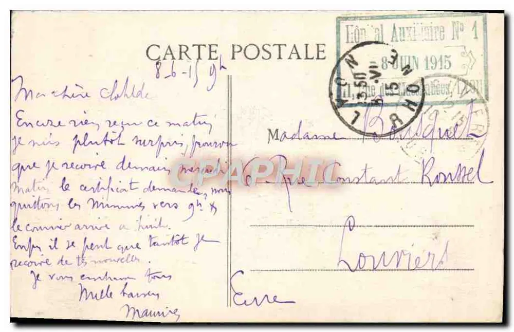 Blutverschmierte deutsche Schusskette — Aus Raon-l'Étape — Konsulat der Belgier in Liège - Rückseite
