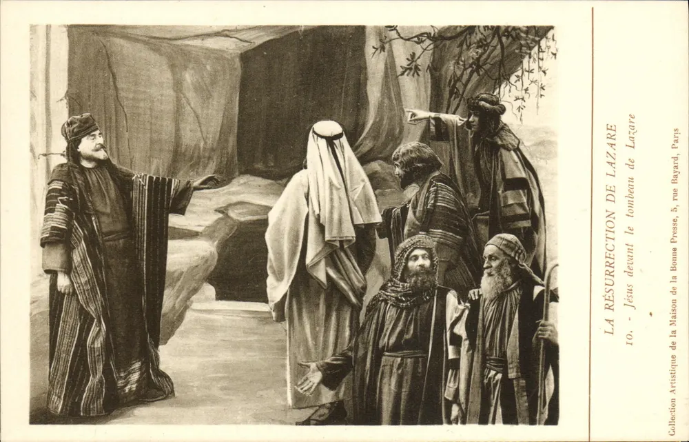 La Resurrección de Lázaro — escena bíblica — Colección Artística de la Maison de la Bonne Presse, París - Anverso