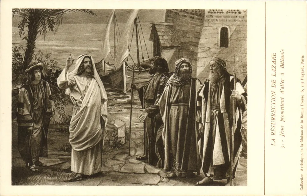 Die Auferstehung des Lazarus — Jesus verspricht, nach Bethanien zu gehen — Künstlerkollektion der Bonnen Presse, Paris - Vorderseite
