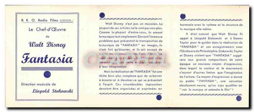 Fantasia — Offizieller Programmheft des Philadelphia Orchestra unter der Leitung von Leopold Stokowski — Verlag EMPIRE - Rückseite