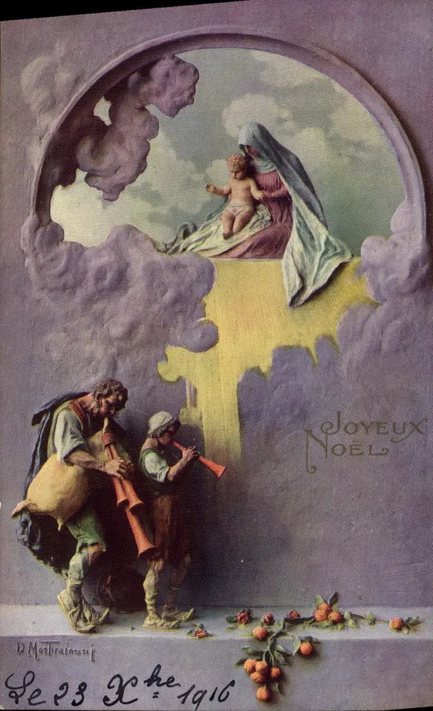 Kerst — Maagd met het Kind in een hemelse omgeving — D. Mastroianni, n° 37 - Voorkant