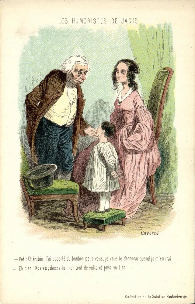 Os Humoristas de Antes — cena com o Pequeno Cherubino — Gavarni, Coleção da Solução Pautaubege - Frente