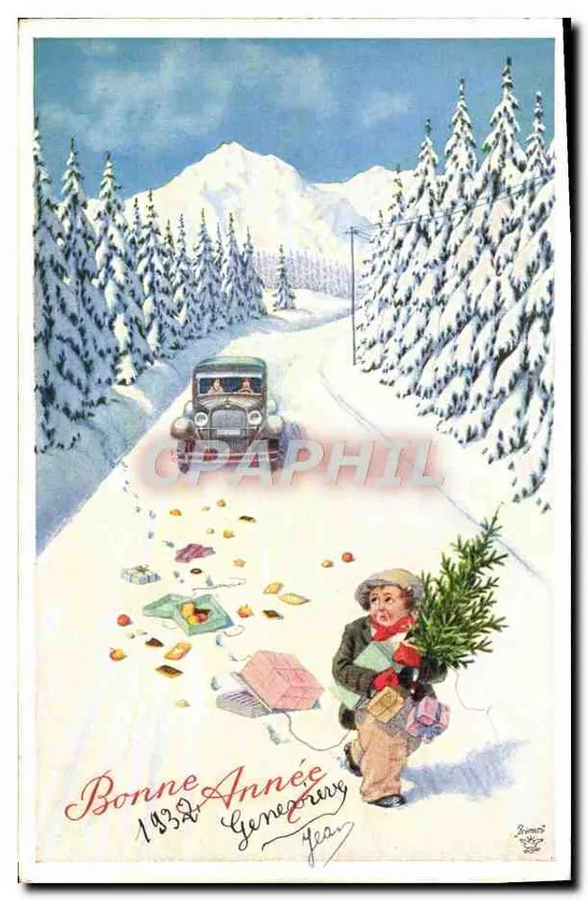 Unter den schneebedeckten Tannen — Frohe Neujahr 1932 — Primus, n°1309 - Vorderseite