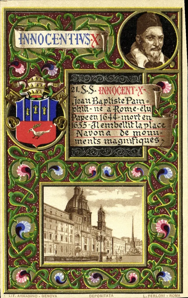 Papa Inocente X — Jean-Baptiste Pamphili — Gênova — L. Ferloni Roma - Frente