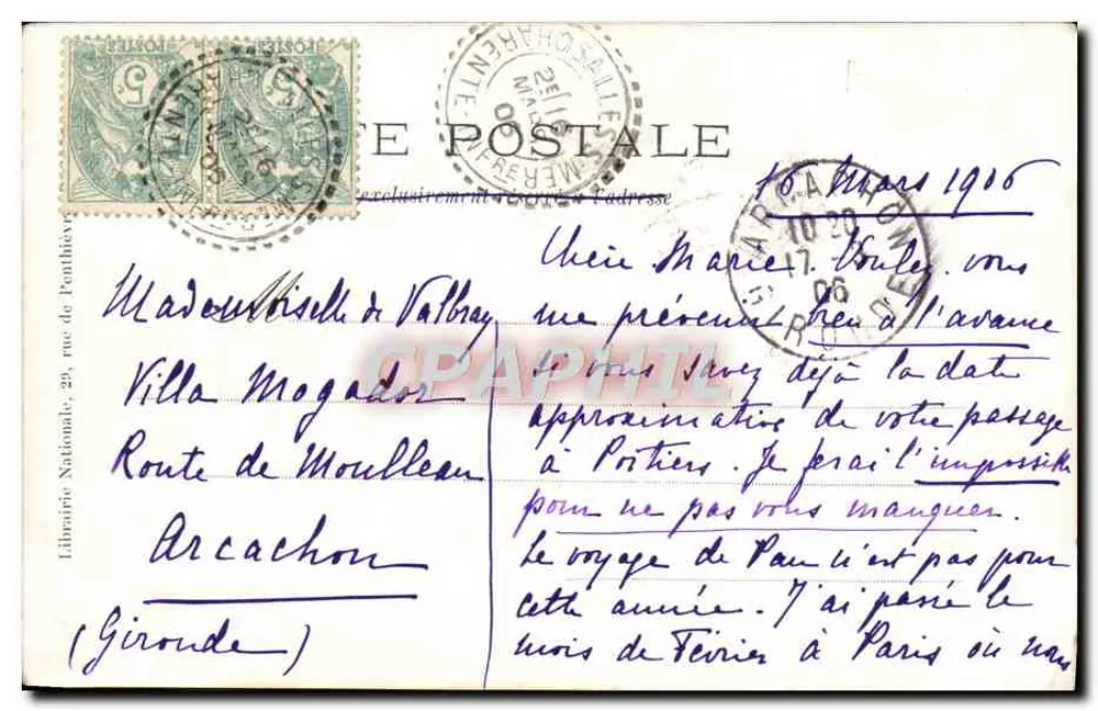 Marie d'Orléans — Duquesa de Orléans — Librairie Nationale, Paris - Verso