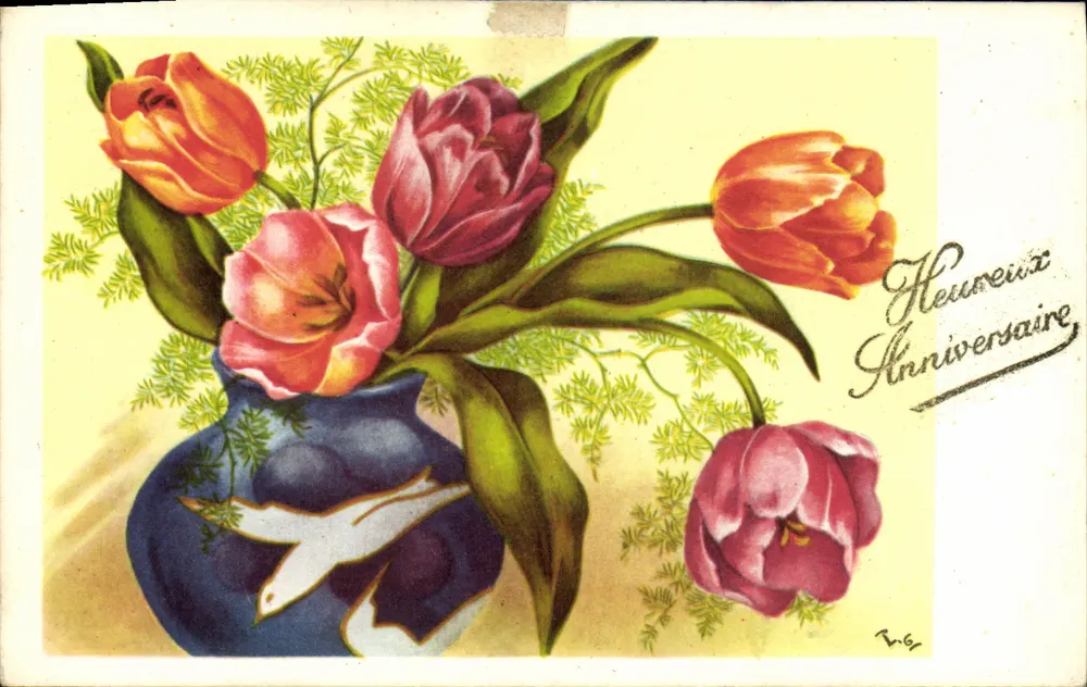 Buquê de tulipas — Aniversário — R.G. (editor ?) - Frente