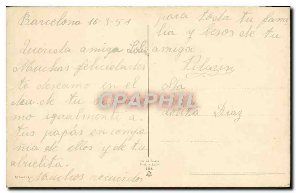 Nativité — scène avec trois anges et paysage hivernal — Imp. en Espagne n° 584 - Rückseite