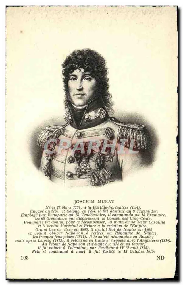 Joachim Murat — Geral francês, retrato histórico — CI° dos Arts, Strasbourg - Frente