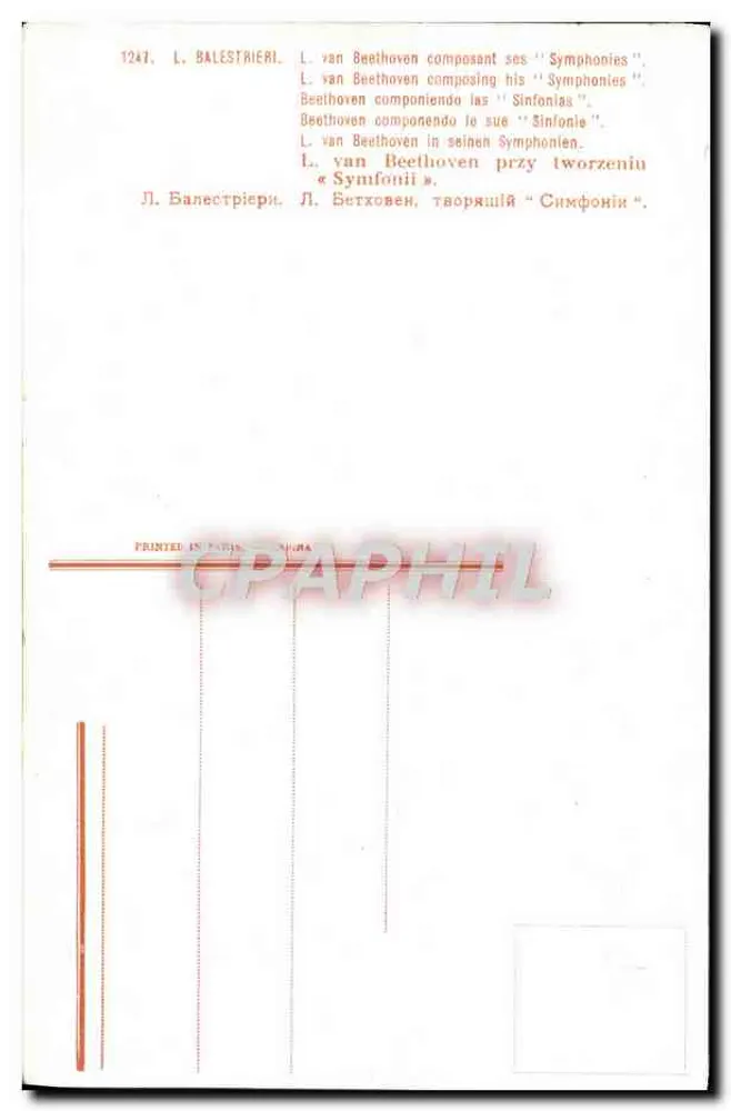 Beethoven die zijn symfonieën componeert — L. Balestriéri, n° 1247 - Achterkant