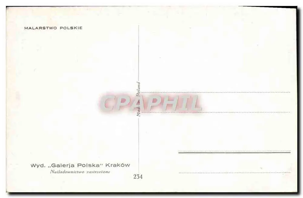 Retrato de Hlanka — P. Ślachiewicz — editor 'Galerja Polska' Cracóvia, n°234 - Verso