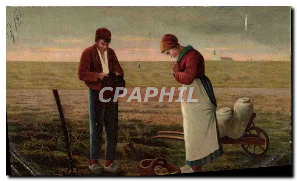 Dois camponeses em um campo — cena de vida rural — K.F. ÉDITIONS, série 569 - Frente