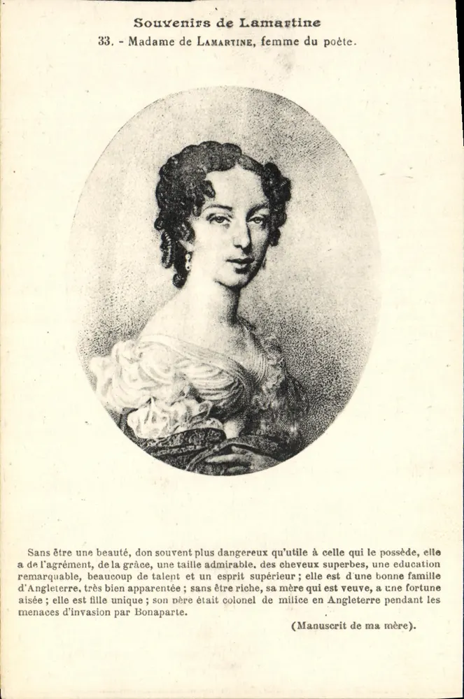 Madame de Lamartine, Gattin des Dichters — Erinnerungen an Lamartine, Nr. 33, Verlag L. Forestier - Vorderseite