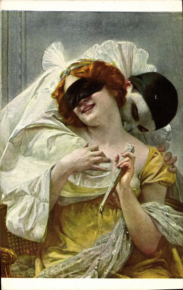 Mulher mascarada — cena de baile — G. Seignac, n°55 - Frente