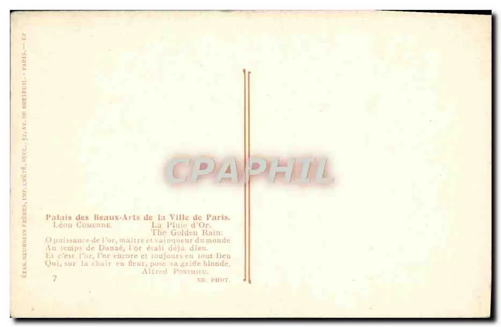 La Phine d'Or — Alfred Posthieu — Palais des Beaux-Arts de la Ville de Paris - Rückseite
