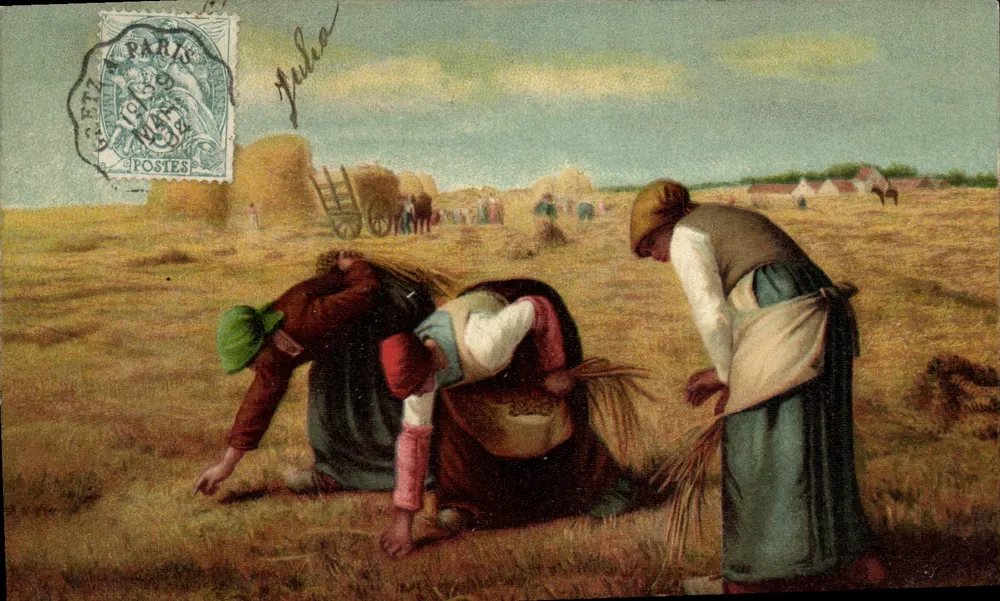 Schaarste van oogst — vrouwen die graan oogsten — K.F. Editeurs, Parijs, Suite 296 - Voorkant