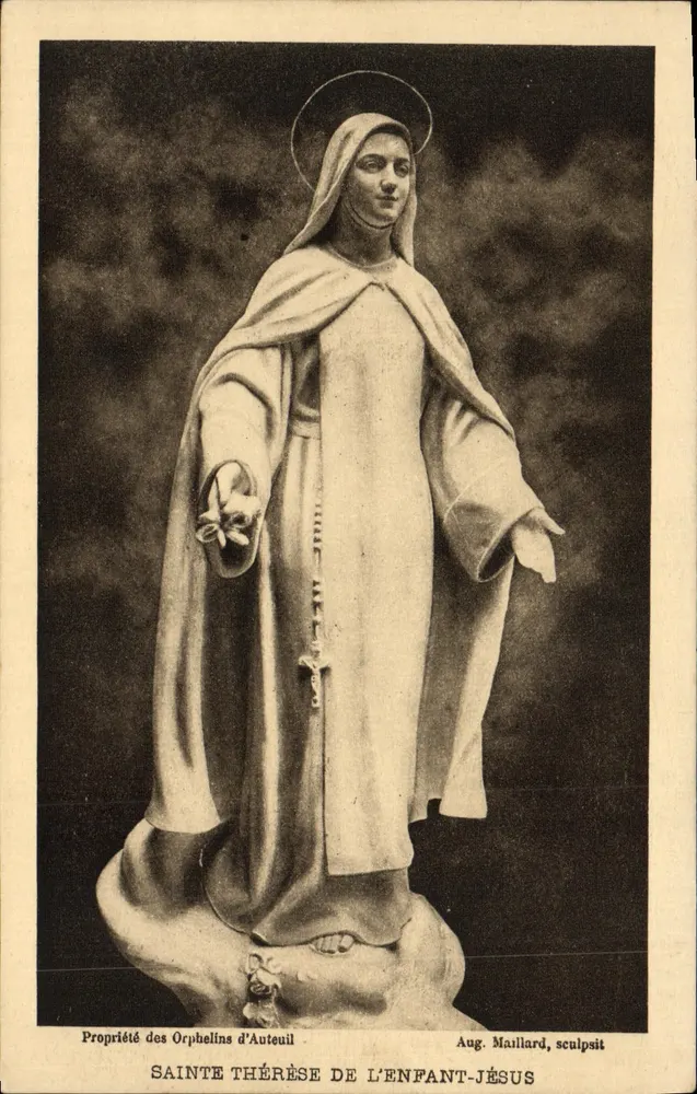Saint Thérèse des Enfants-Jésus — von Aug. Maillard geschaffene Statue — Eigentum der Orphelins d'Auteuil - Vorderseite