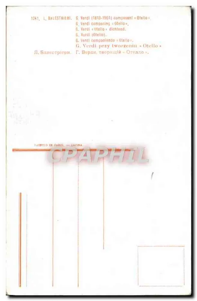 G. Verdi (1813-1901) beim Komponieren von « Otello » — L. Balestrieri — n° 1241 - Rückseite