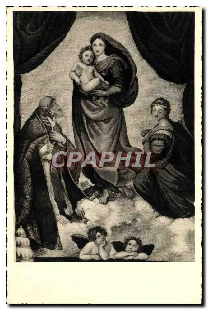 Virgem com o Menino com santa e anjos — The Madeira Tapestry & Embroidery Co. Ltd. - Frente