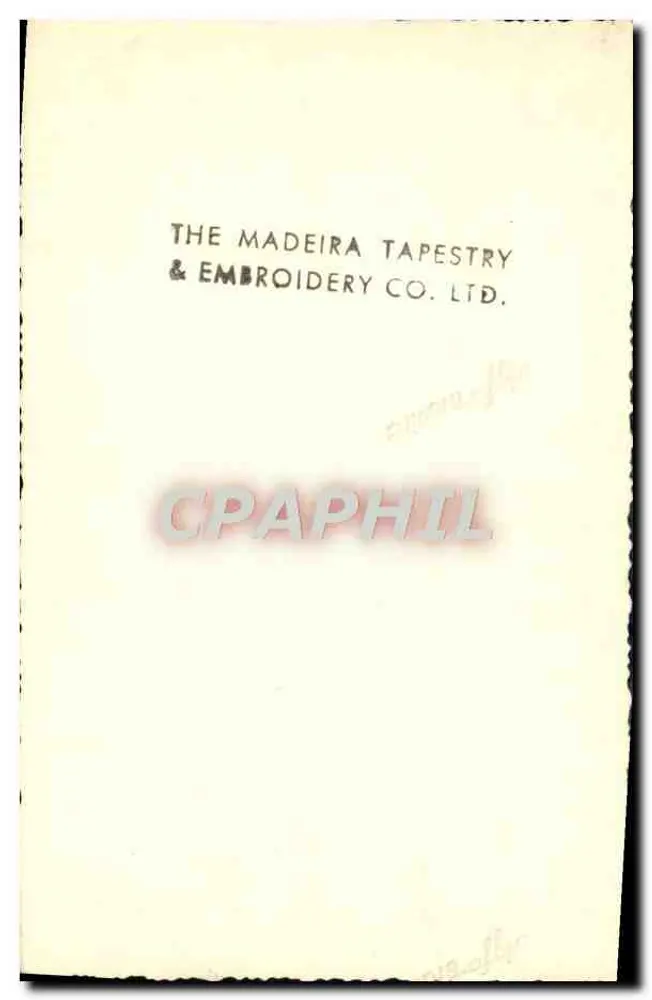 Junge Frau und Mann im Wald — Gravur — The Madeira Tapestry & Embroidery Co. Ltd. - Rückseite