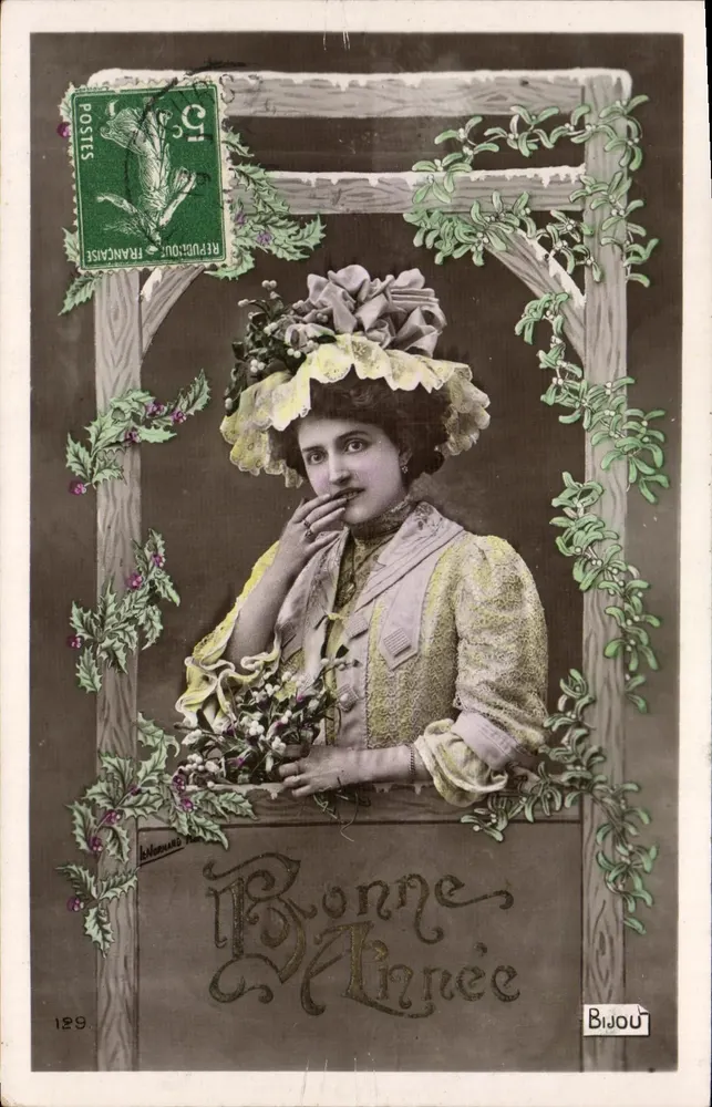 Frau im historischen Kleid — Frohe Weihnachten — Schmuck - Vorderseite