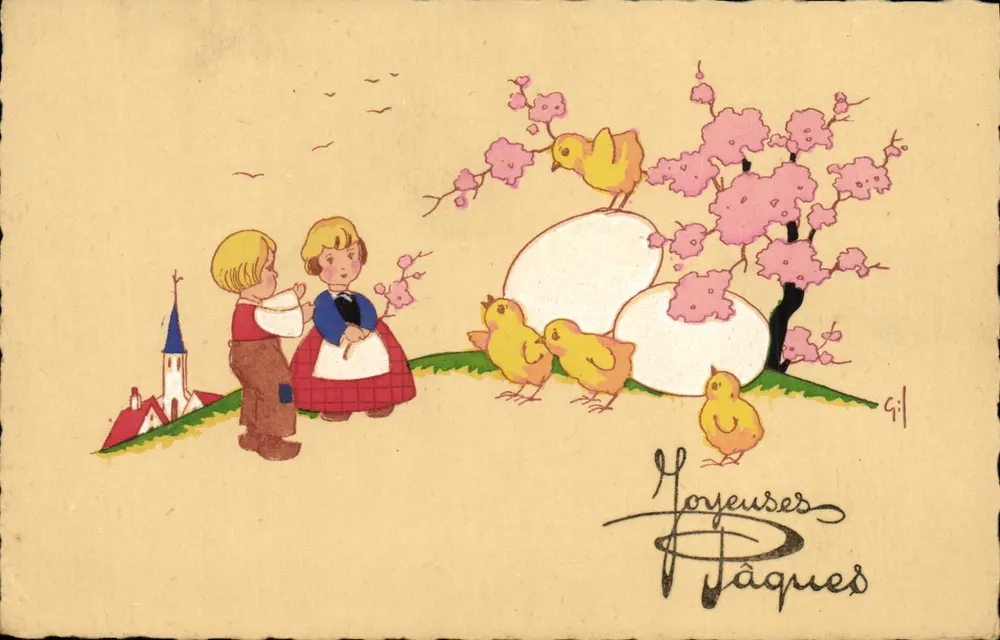 Kinder und Küken — Ostern — Edition G.IL - Vorderseite
