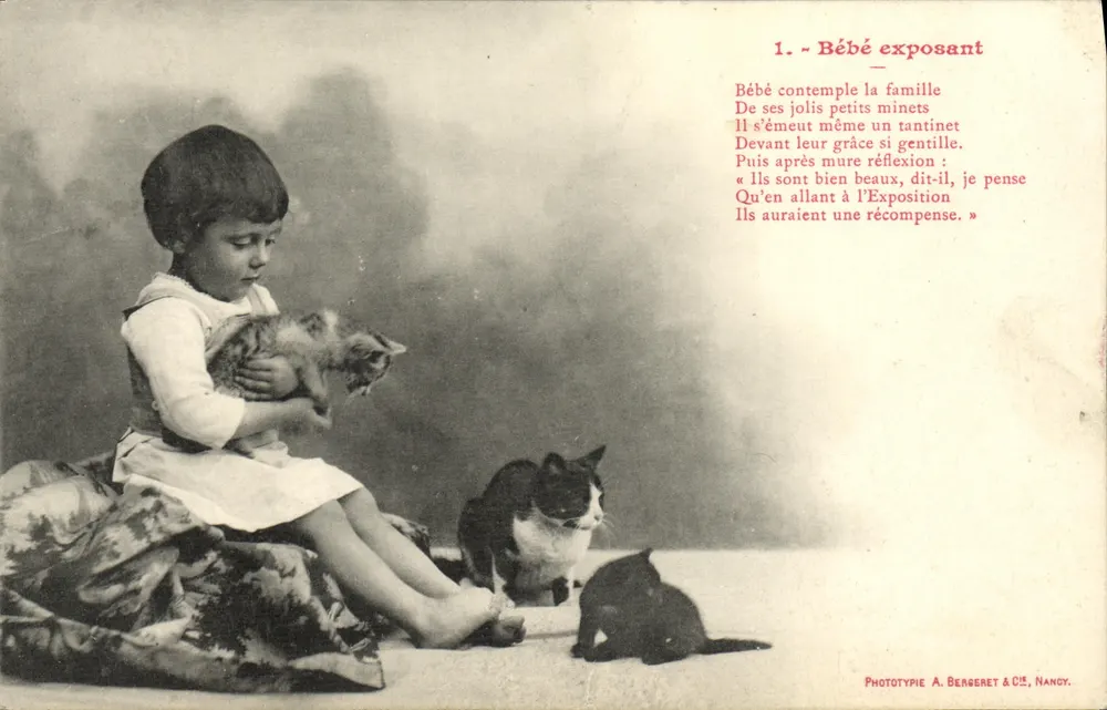 Baby-Ausstellerin — Gedicht über Katzen — Phototypie A. Bergeret & Cie, Nancy - Vorderseite