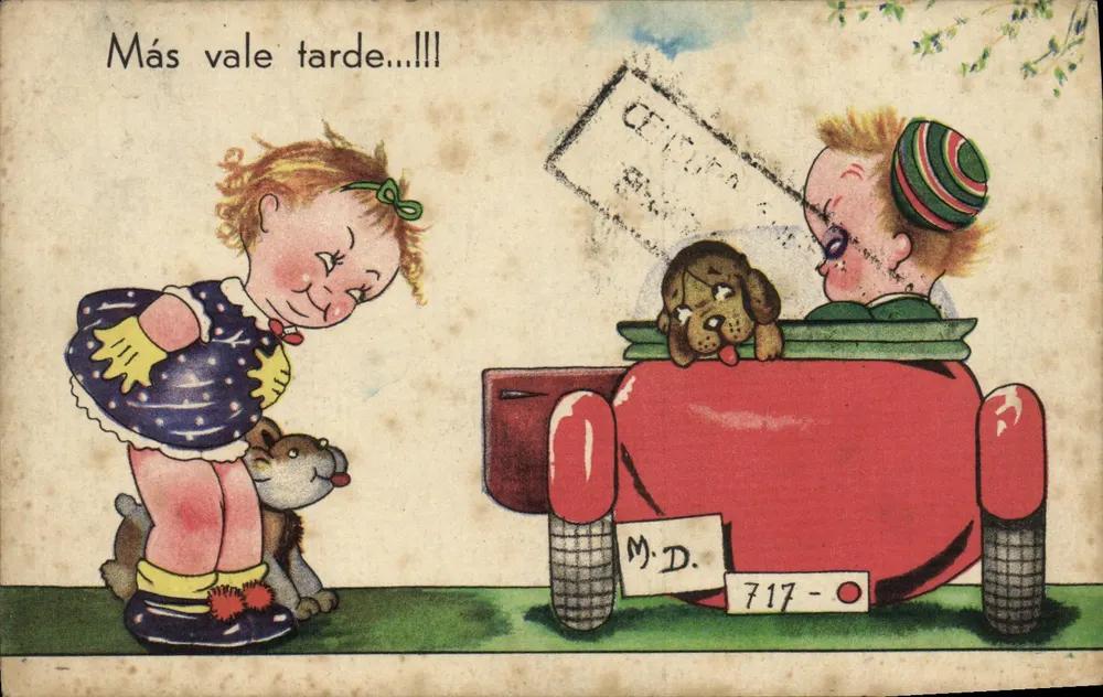 Enfant et voiture — illustration humoristique — M.D. 717 - Recto