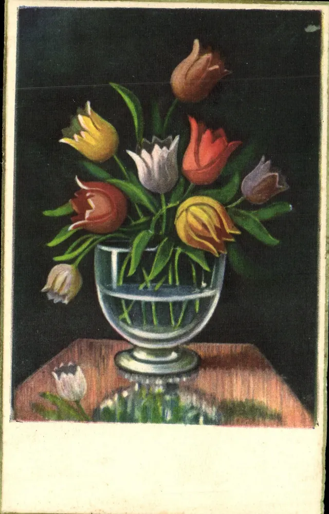 Tulipas em um vaso — ilustração — série 18 - Frente