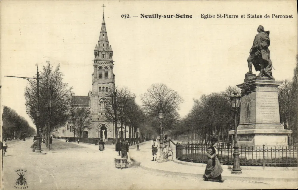 Neuilly-sur-Seine — Kirche Saint-Pierre und Statue von Perronet — Verlag ADEILLE ASNIÈRES, Nr. 0732 - Vorderseite