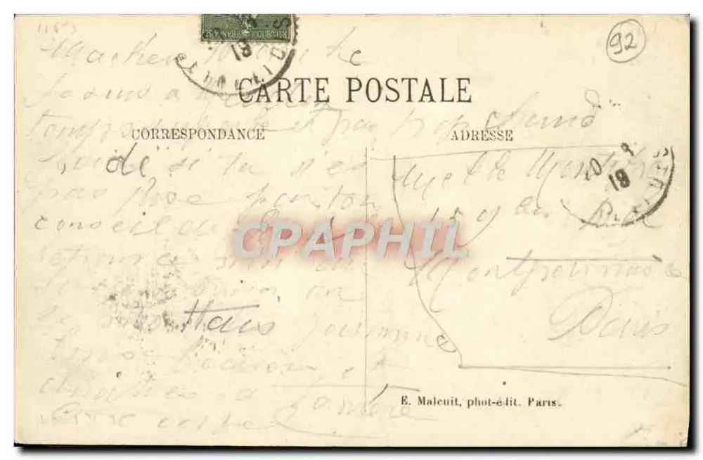 Vista e Perspectiva do Castelo de Meudon — E. M. Déposé — E. Maleuit, fotografia-editora, Paris - Verso