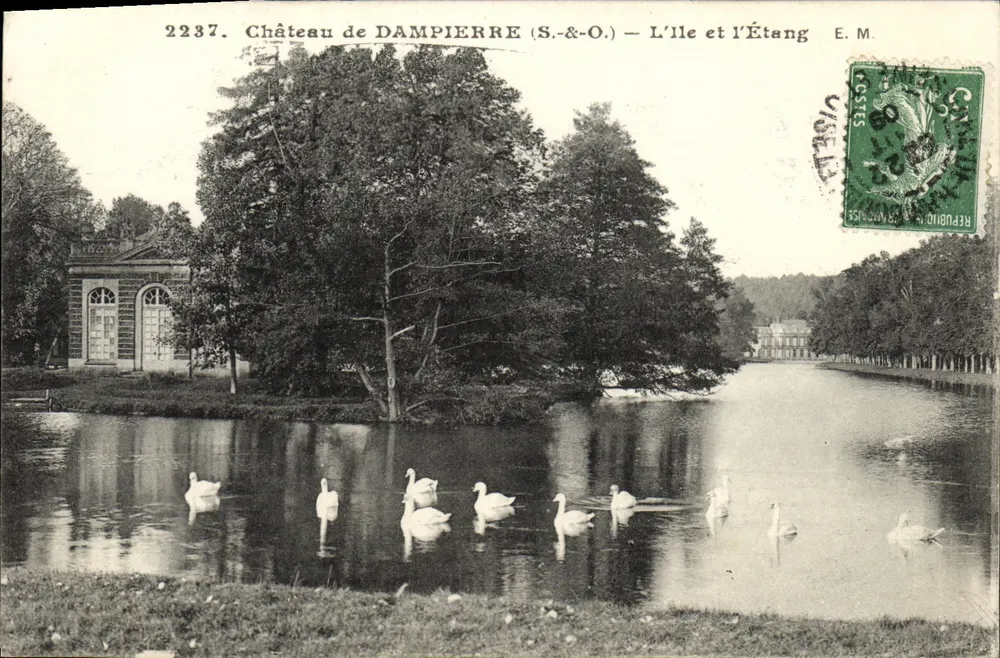 Schloss DAMPIERRE (S.-&-O.) — Die Insel und der Teich — E. M. - Vorderseite