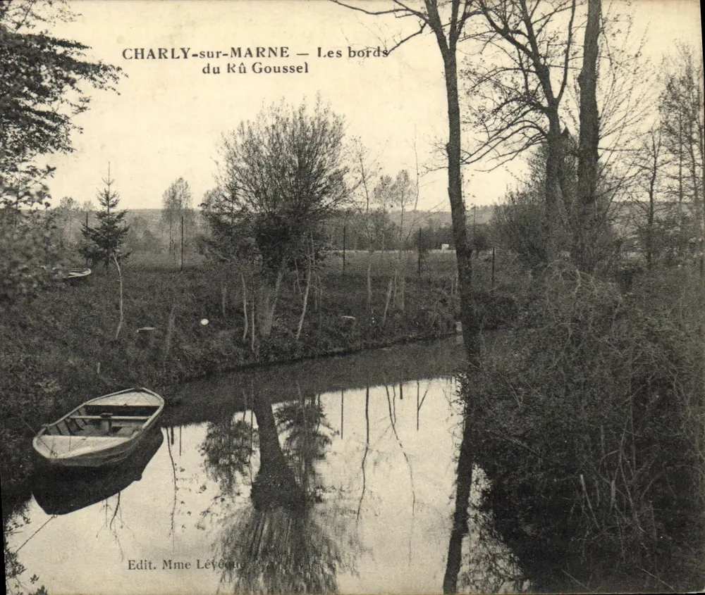 Charly-sur-Marne — Vista dos margens do Rû Goussel — Edit. Mme Léyéconne - Frente