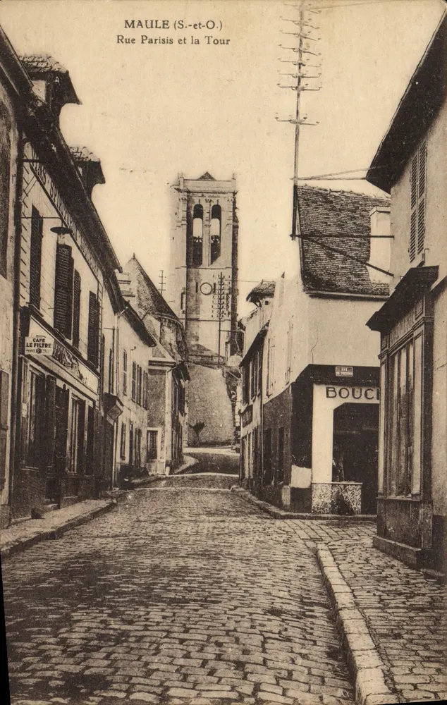 Maule (S.-et-O.) — Rue Parisis et la Tour — Édition Rouvray - Recto