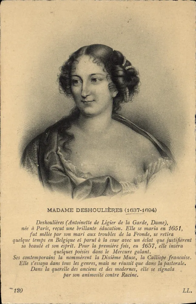 Madame Deshoulières (1637-1694) — retrato gravado — LL, n°120 - Frente