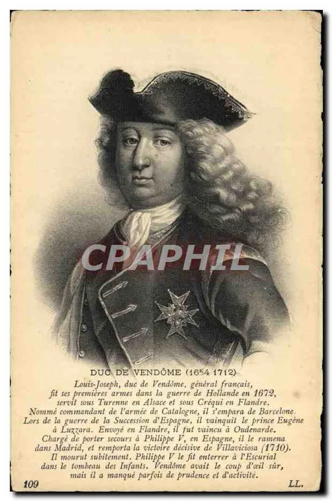 Duque de Vendôme (1654-1712) — general francês — LL, n° 109 - Frente