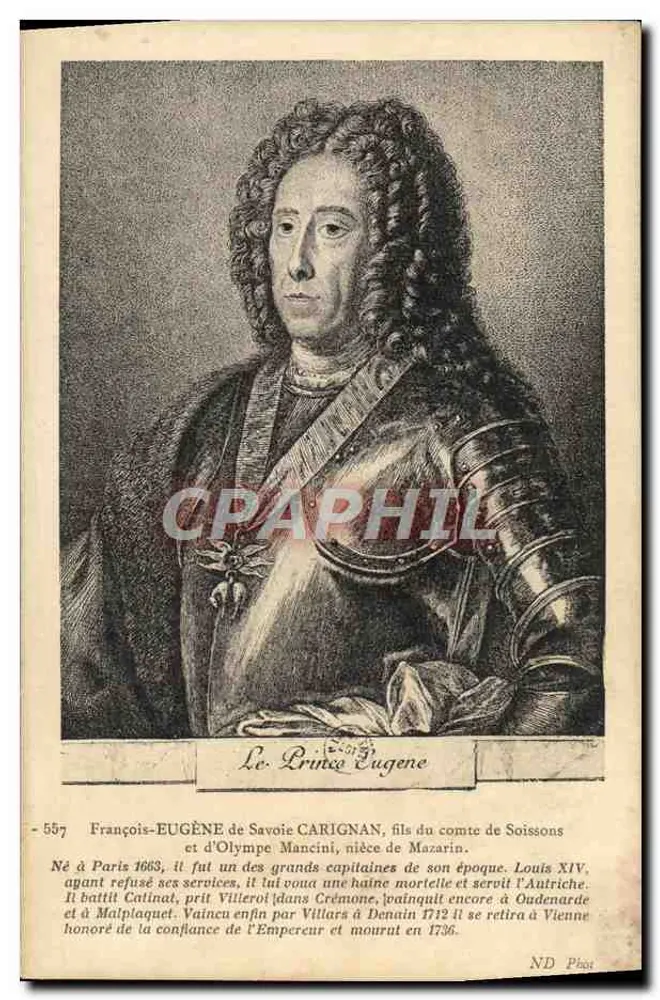 François-Eugène de Savoie-Carignan — Gravurportrait — ND Phot - Vorderseite