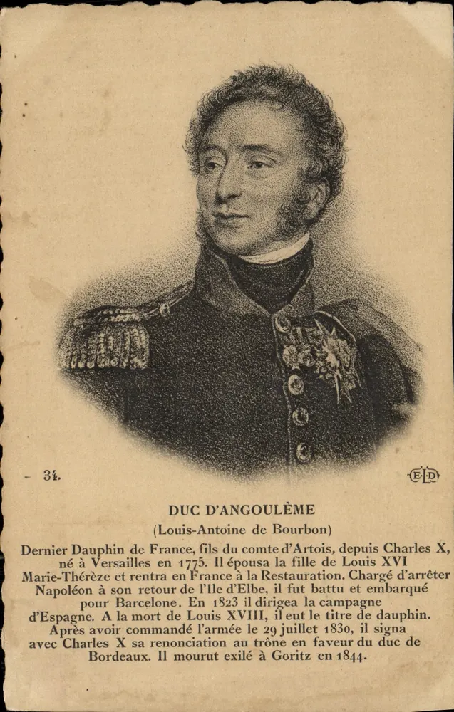 Herzog von Angoulême — Louis-Antoine de Bourbon — Verlag ELD, Nr. 34 - Vorderseite