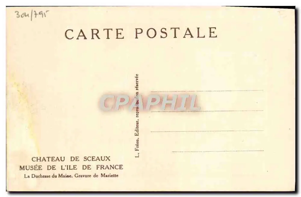 Louise Bénédicte de Borbone Duchessa del Maine — incisione di Mariette — edita da L. Fréon - Verso