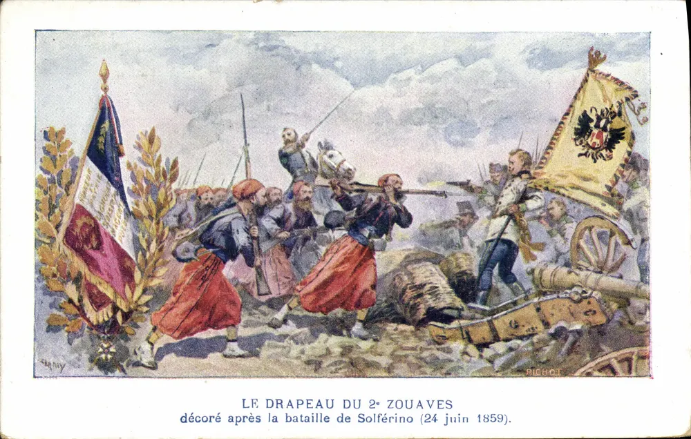 La bandera del 2° zouaves — decorada después de la batalla de Solferino (24 de junio de 1859) — Pichot - Anverso