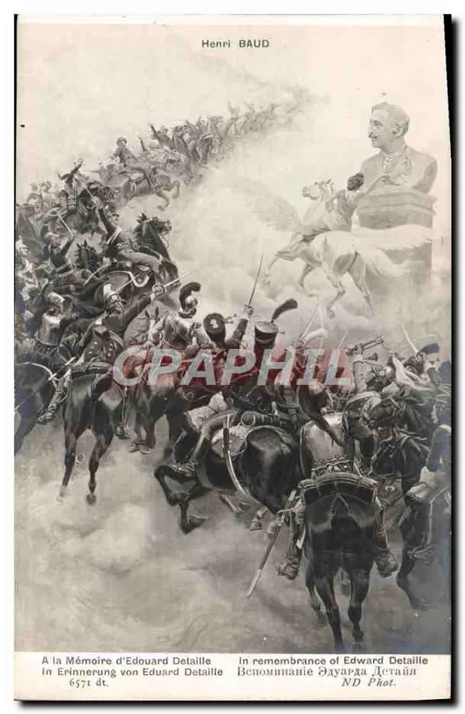 Batalha de cavaleiros — Homenagem a Édouard Détaille — Henri BAUD - Frente