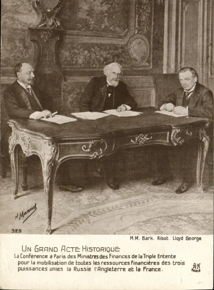 Konferenz der Finanzminister der Dreifachen Allianz — M.M. Bark. Ribot. Lloyd George — H. Manuel, Paris, Nr. 325 - Vorderseite