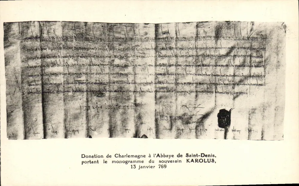 Die Spende Karls des Großen an die Abtei Saint-Denis — mit dem Monogramm des Herrschers KAROLUS, 13. Januar 769 — Nr. 0892 - Vorderseite