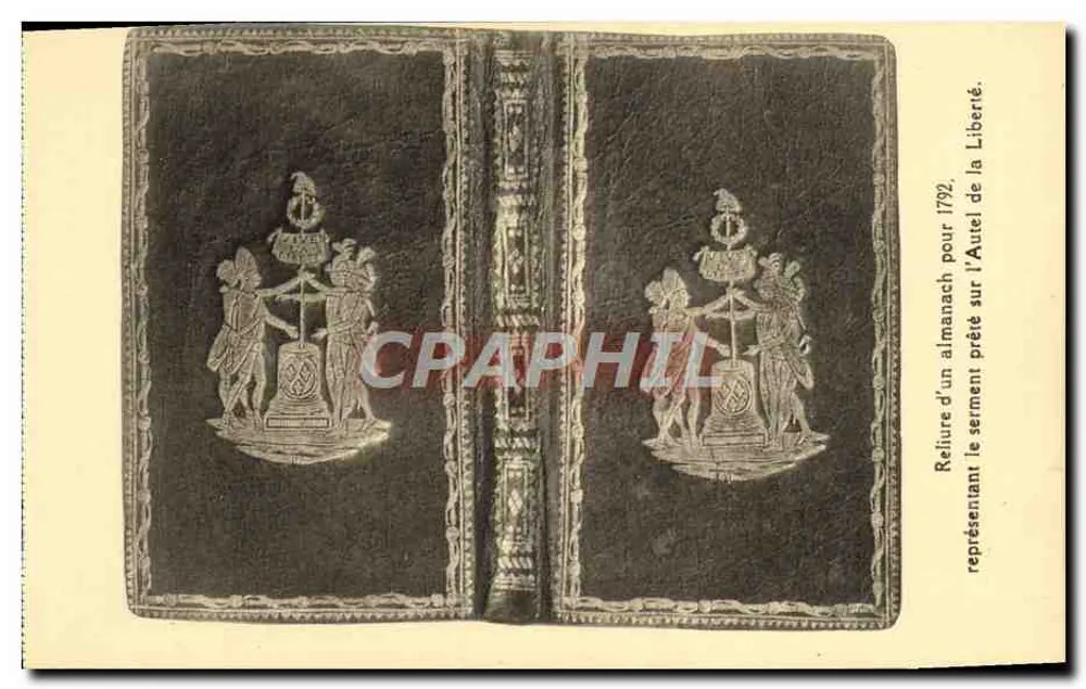 Einband eines Almanachs für 1792 — Darstellung des Schwur auf dem Altar der Freiheit — Verlag nicht identifiziert - Vorderseite