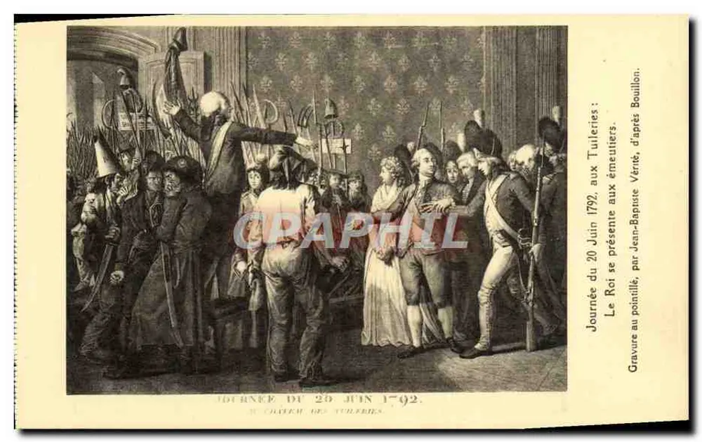 Tag vom 20. Juni 1792 — an den Tuileries — Kupferstich nach Vénet, von Jean-Baptiste Vénet - Vorderseite