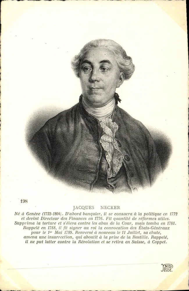 Jacques Necker — retrato gravado — JND HOC, n° 198 - Frente