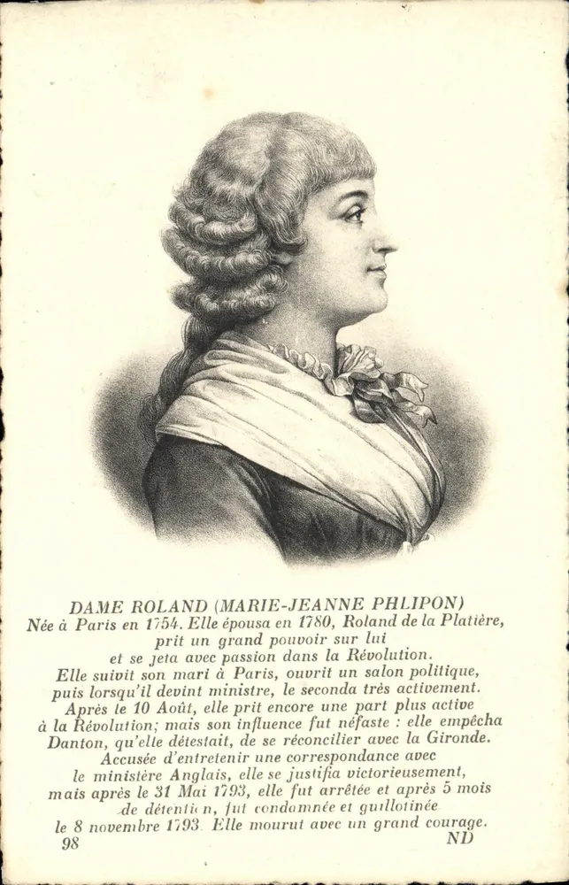 Dame Roland (Marie-Jeanne Philipon) — Biografie — Lévy et Neurdein Réunis, Nr. 98 - Vorderseite