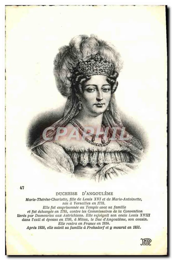 Duquesa de Angoulême — Marie-Thérèse-Charlotte, filha de Luís XVI e Marie-Antoinette — JND JACQ - Frente